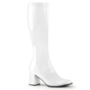 GoGo300 white patent GoGo Boots.